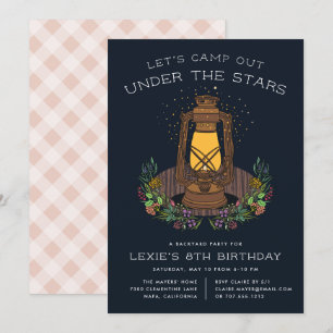 Under stjärnor Camping Födelsedagsfest Inbjudan