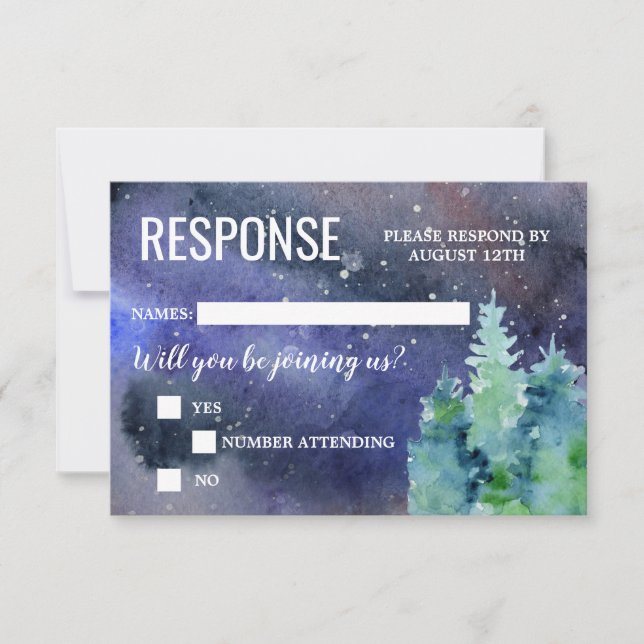 Under Stjärnorna Vattenfärg Nattbröllop OSA Kort (Framsida)