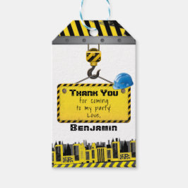 Under Tacken Födelsedagsfest för byggnation Presentetikett