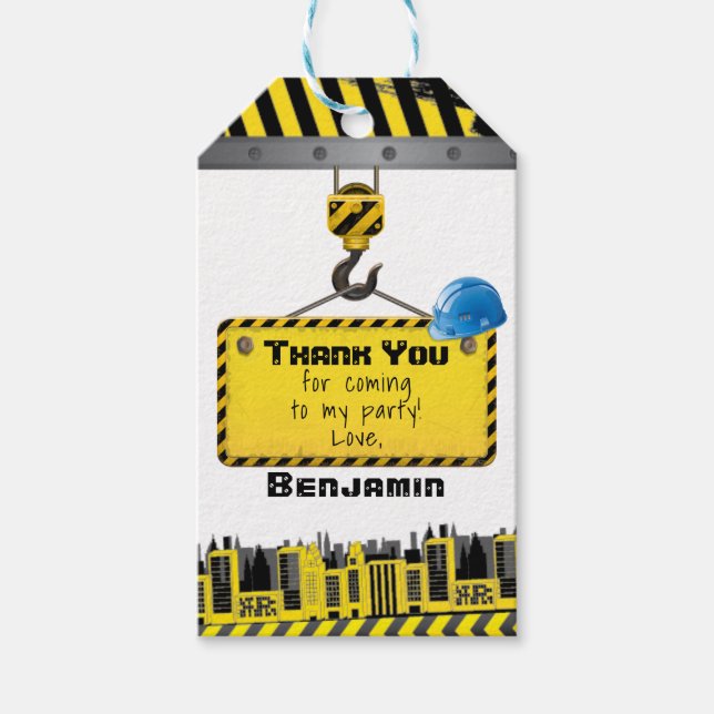 Under Tacken Födelsedagsfest för byggnation Presentetikett (Framsidan)
