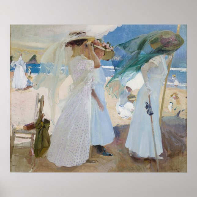 Under the Awning, Beach Scene Watercolor Poster (Framsidan)