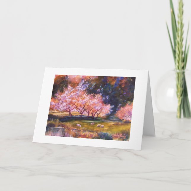 "UNder the Cherry Blommars"- Watercolor CARD Kort (Framsida)