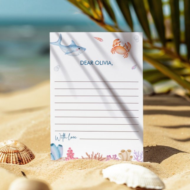 Under The Sea 1-års födelsedags tidskapsel Notecar Inbjudningar (Skapare uppladdad)