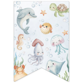 Under the Sea 1-års födelsedagsbanner Vimplar