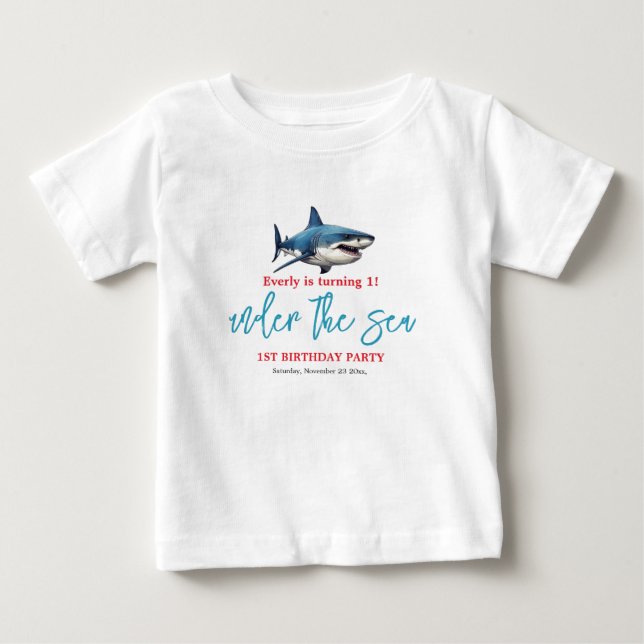 Under the Sea 1-års födelsedagsfest T Shirt (Framsida)