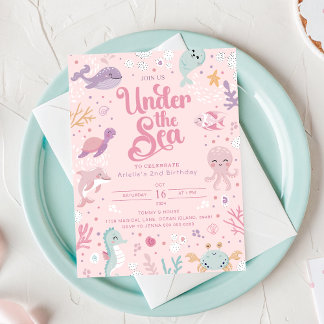 Under the Sea 2nd Birthday Invitation. Editable Inbjudningar