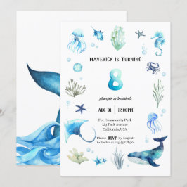 Under The Sea 8-års födelsedagsinbjudan Inbjudningar