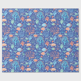 Under The Sea Ängelfisk Korall Ankare Marin Blå Presentpapper