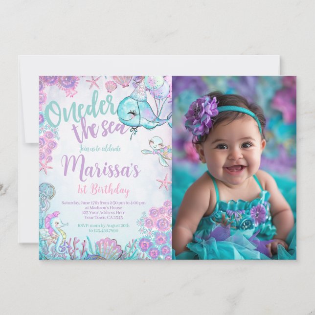 Under the Sea Animals Birthday Invitation Inbjudningar (Framsida)