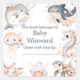 Under The Sea Animals Birthday Party Fyrkantigt Klistermärke