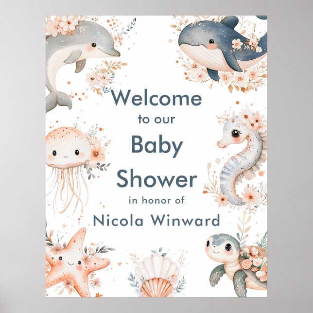 Under The Sea Animals Birthday Party Welcome Poster (Framsidan)