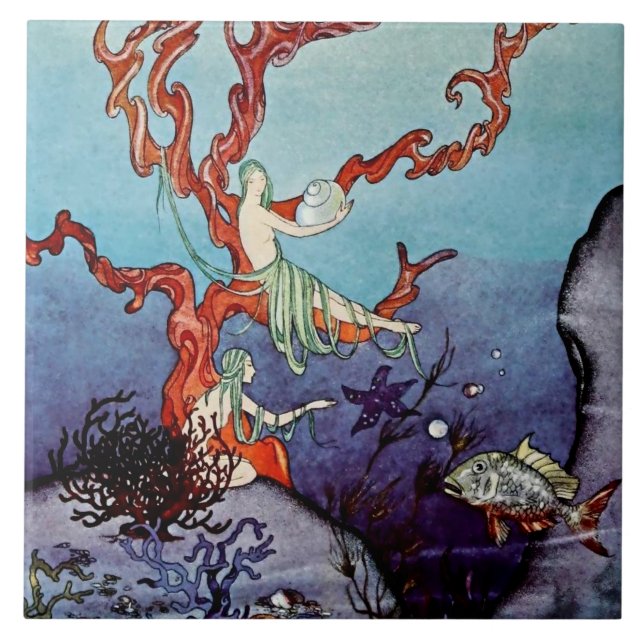 “Under the Sea” av Viriginia Frances Sterrett Kakelplatta (Framsidan)