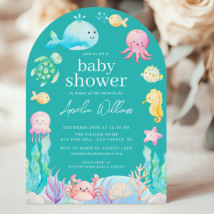 Under The Sea-äventyrs Baby Shower Inbjudningar