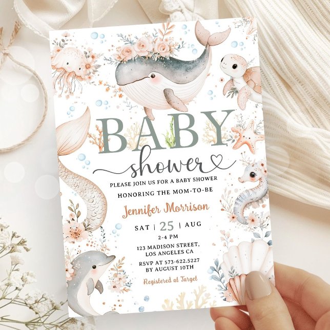 Under The Sea Baby Shower Boho Havsflicka  Inbjudningar (Skapare uppladdad)