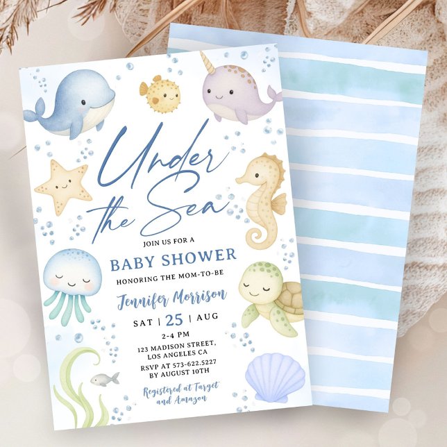 Under The Sea Baby Shower Cute Ocean Inbjudningar (Skapare uppladdad)
