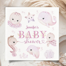 Under The Sea Baby Shower Flicka Rosa Hav Papper
