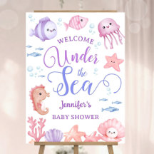 Under The Sea Baby Shower Flicka Rosa Hav Välkomme