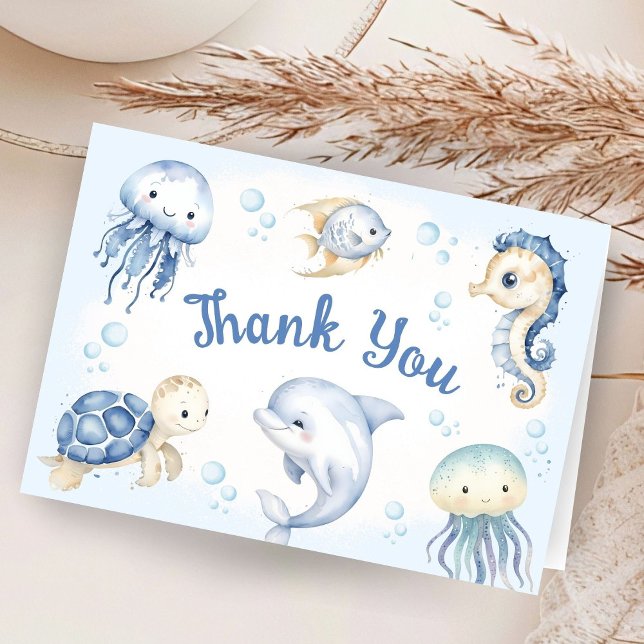 Under The Sea Baby Shower Folded Thank You Card Tack Kort (Skapare uppladdad)
