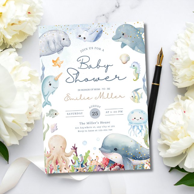 Under the Sea Baby Shower Havsneutral Könsneutral Inbjudan (Skapare uppladdad)