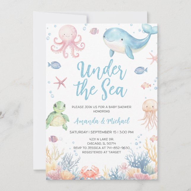 Under the Sea Baby Shower Inbjudningar (Framsida)