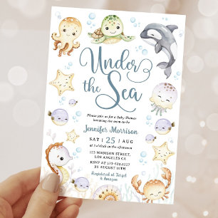 Under The Sea Baby Shower Ocean Könsneutral Inbjudningar