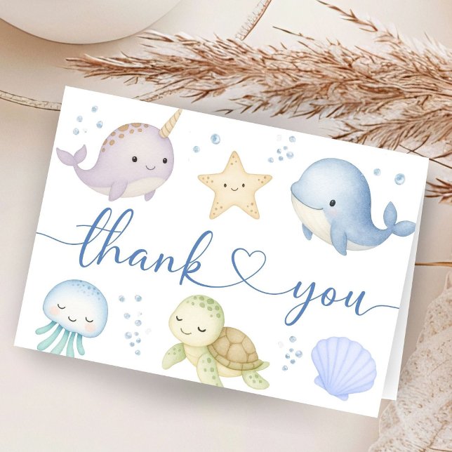 Under The Sea Baby Shower Ocean Thank You Card Tack Kort (Skapare uppladdad)