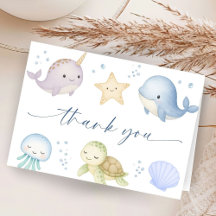 Under The Sea Baby Shower Ocean Thank You Card