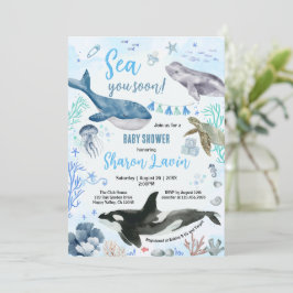 Under The Sea Baby Shower Pojke Blå Inbjudningar