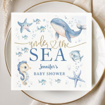 Under The Sea Baby Shower Pojke Blå Ocean Papper