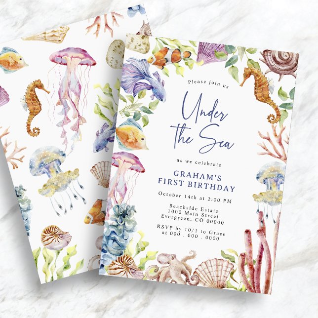 Under The Sea - Babyfirande Inbjudningar (Under The Sea Baby Shower Invitation
)