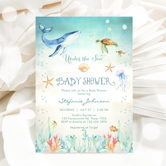 Under The Sea Barnkal Invitation Inbjudningar (Skapare uppladdad)