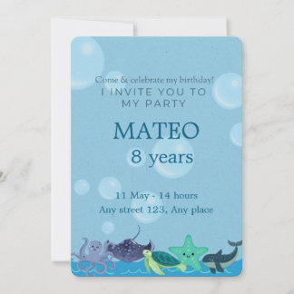 Under the Sea Birthday for Kids Inbjudningar