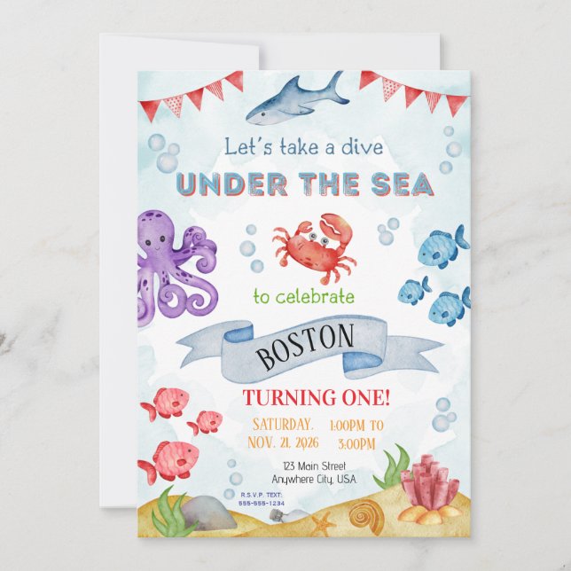UNDER THE SEA BIRTHDAY INVITATION (Framsida)