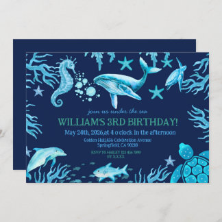 Under the Sea birthday invitation, ocean boy Inbjudningar