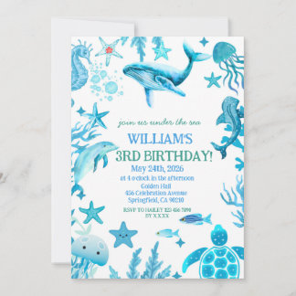 Under the Sea birthday invitation, ocean boy Inbjudningar