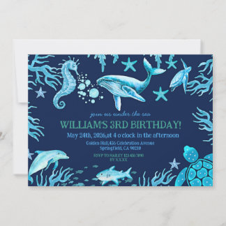 Under the Sea birthday invitation, ocean boy Inbjudningar