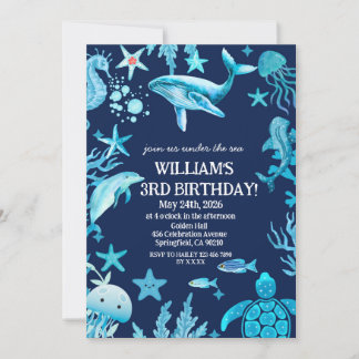 Under the Sea birthday invitation, ocean boy Inbjudningar