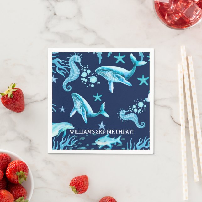 Under the Sea birthday invitation, ocean boy  Pappersservett (Insitu)