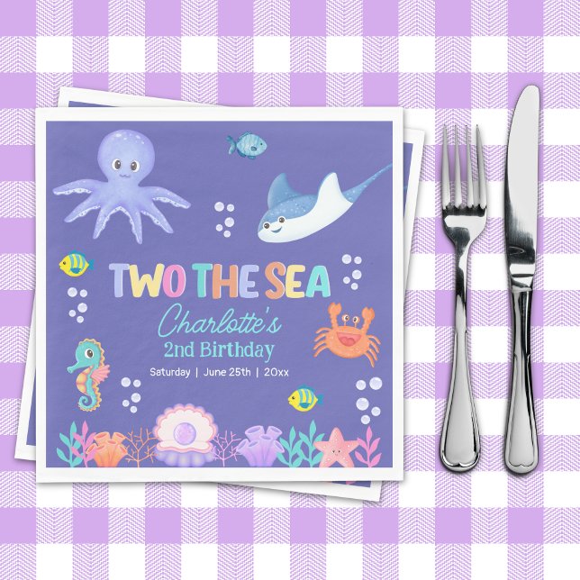 Under the Sea Birthday – TWO the SEA Girl Theme Pappersservett (Skapare uppladdad)