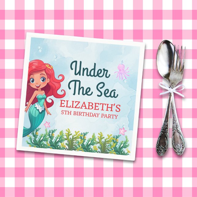 Under the sea Cute Mermaid Birthday Girl Pappersservett (Skapare uppladdad)