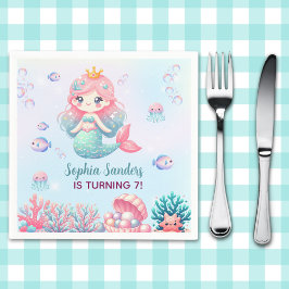 Under the sea - Cute Mermaid Birthday Girl Pappersservett