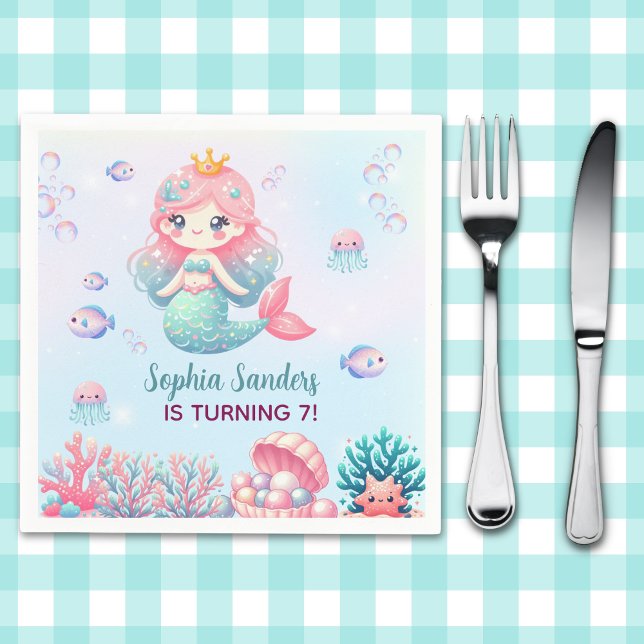 Under the sea - Cute Mermaid Birthday Girl Pappersservett (Skapare uppladdad)
