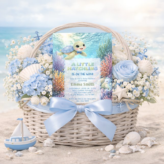 Under the Sea Cute Turtle Boy Baby Shower Inbjudningar (Skapare uppladdad)