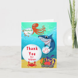 Under The Sea Djur Kids Födelsedag  Tack Kort