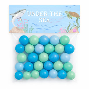 Under The Sea Efterrät Godis Påse Toppen Anteckningskort