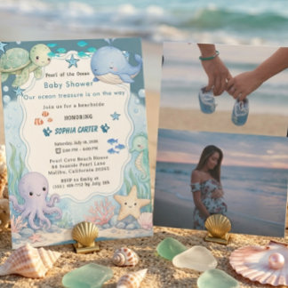 Under The Sea Estetisk Baby Shower Inbjudan