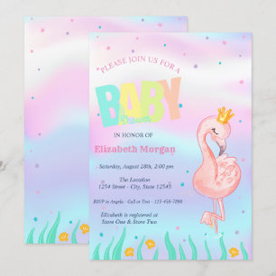 Under The Sea, Flamingo Holografisk Bebis Shower Inbjudningar