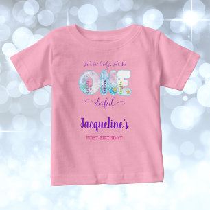 Under The Sea Flicka 1-års födelsedagsfest Rosa T Shirt