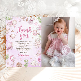 Under The Sea Flicka Födelsedagsfest Foto Tack Kort