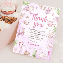 Under The Sea Flicka Födelsedagsfest Tack Kort